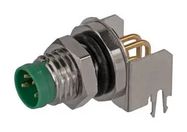 SENSOR CONN, M8, R/A 4P, PANEL/SOLDER