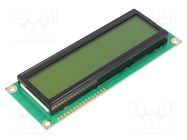 Display: LCD; alphanumeric; STN Positive; 16x2; yellow-green; LED RAYSTAR OPTRONICS