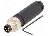 Connector: M8; male; PIN: 4; 30V; IP67; straight; for cable; plug IFM ELECTRONIC
