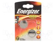 Battery: lithium; CR2450,coin; 3V; 620mAh; non-rechargeable; 2pcs. ENERGIZER