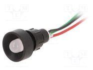 Indicator: LED; recessed; red/green; 230VAC; Ø13mm; IP40; plastic 