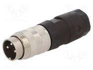 Connector: M16; plug; male; soldering; for cable; PIN: 3; 5A; 300V AMPHENOL