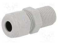 Cable gland; with long thread; PG7; IP68; polyamide; light grey HUMMEL