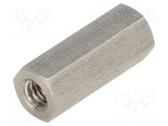 Screwed spacer sleeve; 18mm; Int.thread: M4; hexagonal DREMEC