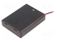 Holder; AAA,R3; Batt.no: 4; cables; 150mm; black; with switch COMF