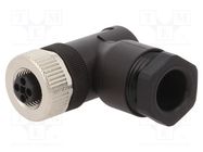 Connector: M12; plug; PIN: 4; female; T code-Power; for cable; IP67 LAPP