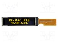 Display: OLED; alphanumeric; 16x2; Dim: 68.5x17.5x2.05mm; yellow RAYSTAR OPTRONICS