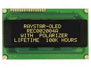 Display: OLED; alphanumeric; 20x4; Dim: 98x60x10mm; yellow; PIN: 16 RAYSTAR OPTRONICS