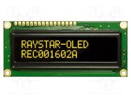 Display: OLED; alphanumeric; 16x2; Dim: 80x36x10mm; yellow; PIN: 16 RAYSTAR OPTRONICS