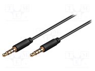 Cable; Jack 3,5mm 4pin plug,both sides; 0.5m; black; Øout: 2.6mm Goobay