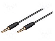 Cable; Jack 3,5mm 4pin plug,both sides; 2m; Plating: gold-plated Goobay