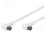 Cable; 1.5m; F plug angular "quick",both sides; white; 75Ω 