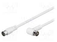 Cable; 1.5m; F plug "quick",F plug angular "quick"; white; 75Ω Goobay