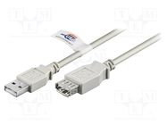 Cable; USB 2.0; USB A socket,USB A plug; 5m; grey; 480Mbps Goobay