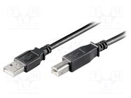 Cable; USB 2.0; USB A plug,USB B plug; 3m; black; Core: Cu; 480Mbps Goobay