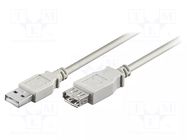 Cable; USB 2.0; USB A socket,USB A plug; 0.6m; grey; Core: Cu; PVC GOOBAY