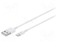 Cable; USB 2.0; Apple Lightning plug,USB A plug; 2m; white GOOBAY