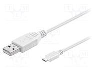 Cable; USB 2.0; USB A plug,USB B micro plug; 0.6m; white; Core: Cu Goobay