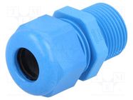 Cable gland; with long thread; M20; 1.5; IP68; polyamide; blue HUMMEL