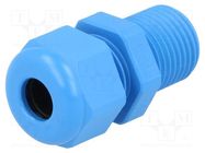 Cable gland; with long thread; PG9; IP68; polyamide; blue; UL94V-0 HUMMEL