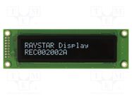 Display: OLED; alphanumeric; 20x2; Dim: 116x37x9.8mm; white; PIN: 16 RAYSTAR OPTRONICS