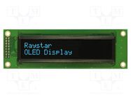 Display: OLED; alphanumeric; 20x2; Dim: 116x37x9.8mm; blue; PIN: 16 RAYSTAR OPTRONICS