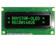 Display: OLED; alphanumeric; 16x2; Dim: 84x44x10mm; green; PIN: 16 RAYSTAR OPTRONICS