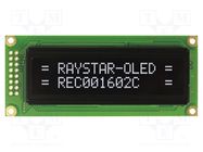 Display: OLED; alphanumeric; 16x2; Dim: 85x36x10mm; white; PIN: 16 RAYSTAR OPTRONICS