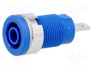 Connector: 4mm banana; socket; 24A; 1kV; blue; nickel plated; 34mm SCHÜTZINGER