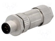 Connector: M12; plug; PIN: 5; male; 250V; straight; IP67,IP68; 4A AMPHENOL LTW