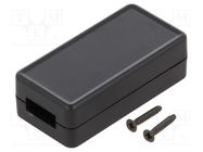 Enclosure: for USB; X: 25mm; Y: 50mm; Z: 15.5mm; ABS; black HAMMOND