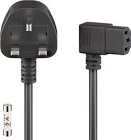 IEC Cord UK 90°, 2 m, black, 2 m - UK 3-pin male (Type G, BS 1363) > Device male C13 (90°)