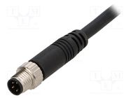 Connector: M8; 2m; male; PIN: 4; straight; plug; 3A; IP67; 30V AMPHENOL LTW