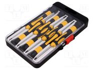 Kit: screwdrivers; Phillips cross,precision,slot; plastic box 