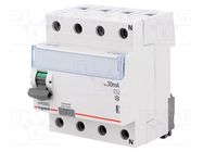 RCD breaker; Inom: 40A; Ires: 30mA; Max surge current: 250A; 400VAC LEGRAND