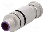 Connector: M12; plug; PIN: 5; male; 60V; straight; IP67; for cable HARTING