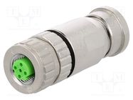 Connector: M12; plug; PIN: 4; female; D code-Ethernet; for cable HARTING