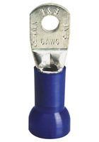 TERMINAL, RING TONGUE, 1/4IN, CRIMP BLUE