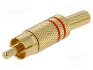 Plug; RCA; male; with strain relief; straight; soldering LUMBERG