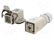 Connector: HDC; male + female; HA; PIN: 5; 16A; 400V; 4+PE; size 1 WEIDMÜLLER