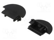 Cap for LED profiles; black; 2pcs; ABS; with hole; GROOVE14 TOPMET