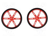 Wheel; red; Shaft: D spring; push-in; Ø: 80mm; Shaft dia: 3mm; W: 10mm POLOLU