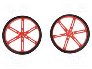 Wheel; red; Shaft: D spring; push-in; Ø: 90mm; Shaft dia: 3mm; W: 10mm POLOLU