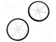 Wheel; white; Shaft: D spring; push-in; Ø: 90mm; Shaft dia: 3mm POLOLU