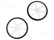 Wheel; white; Shaft: D spring; push-in; Ø: 90mm; Shaft dia: 3mm POLOLU