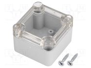 Enclosure: multipurpose; X: 49mm; Y: 51mm; Z: 36mm; ABS; grey; gasket KRADEX