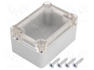 Enclosure: multipurpose; X: 50mm; Y: 70mm; Z: 36mm; ABS; grey; gasket KRADEX