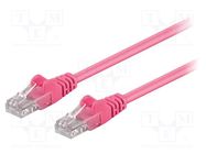 Patch cord; U/UTP; 5e; stranded; CCA; PVC; pink; 0.5m; 27AWG Goobay