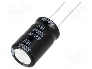 Capacitor: electrolytic; THT; 3300uF; 16VDC; Ø16x25mm; Pitch: 7.5mm Elite