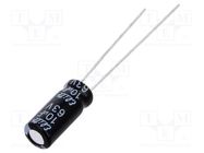 Capacitor: electrolytic; THT; 10uF; 63VDC; Ø5x11mm; Pitch: 2mm; ±20% Elite